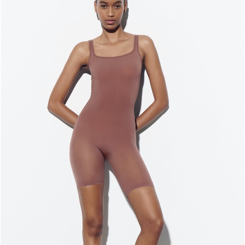 Zara Brown Sleeveless Jumpsuit